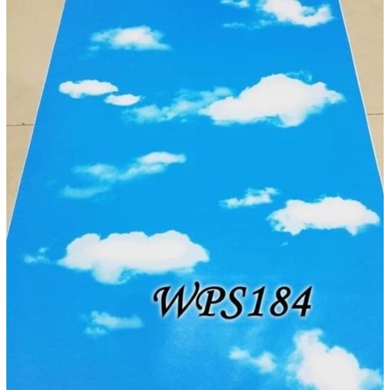 WALLPAPER STIKER DINDING MOTIF AWAN BIRU PEKAT