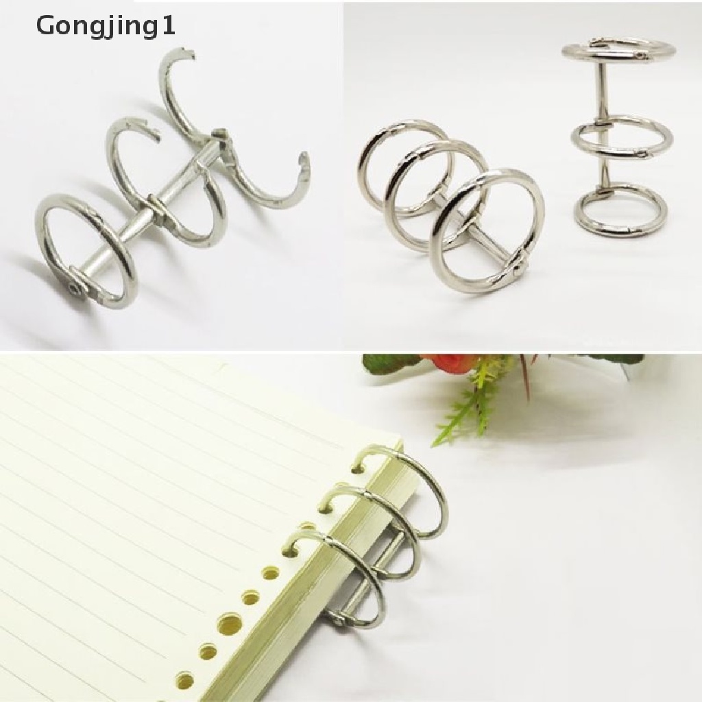 Gongjing1 2Pcs Klip Binder Loose Leaf 3 Ring Bahan Metal Untuk Buku Catatanalbumscrapbook
