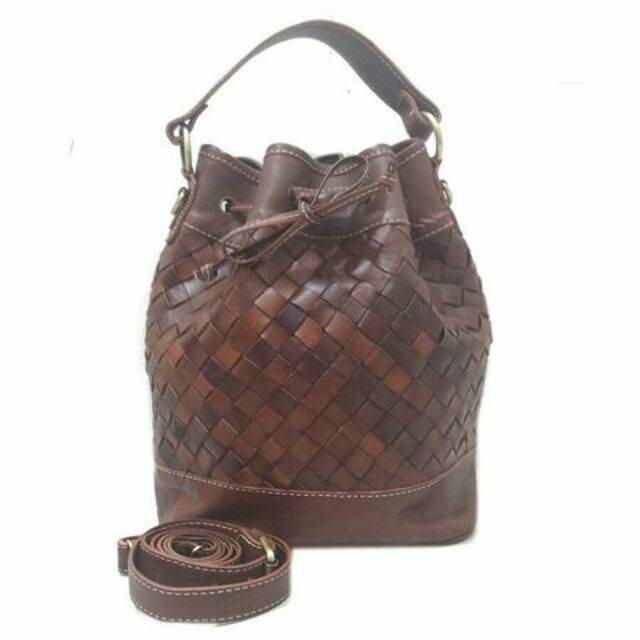 Tas Selempang Tali Serut Kulit Asli