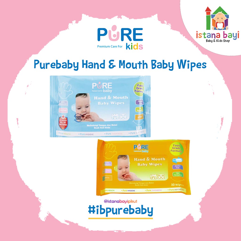 Purebb Hand and Mouth Baby Wipes 10s - Tisuh Basah Bayi