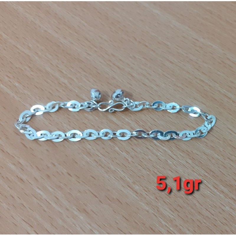 Gelang Perak Asli 999 Rantai Polos Nuri - Silver ORI Nori Remaja Dewasa Klasik