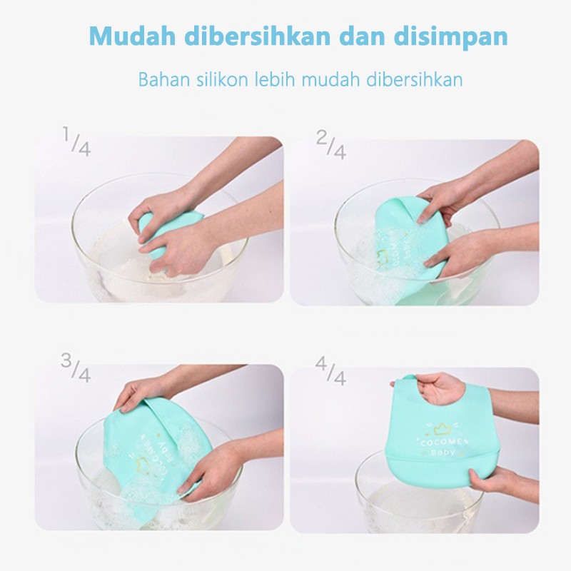 HIPPO LAND Celemek Makan Bayi BABY BIB SLABER Karet Anak Baby Burb Apron Silicon Bibs 192