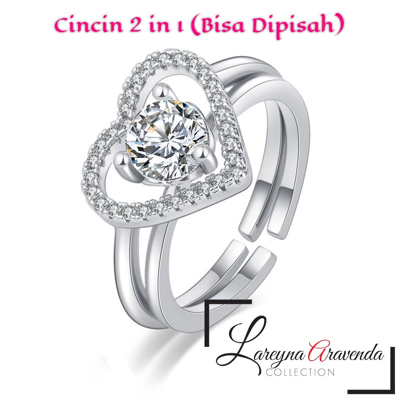 Cincin Wanita 2 in 1 Model Love Kristal Crystal Swarovski CC038