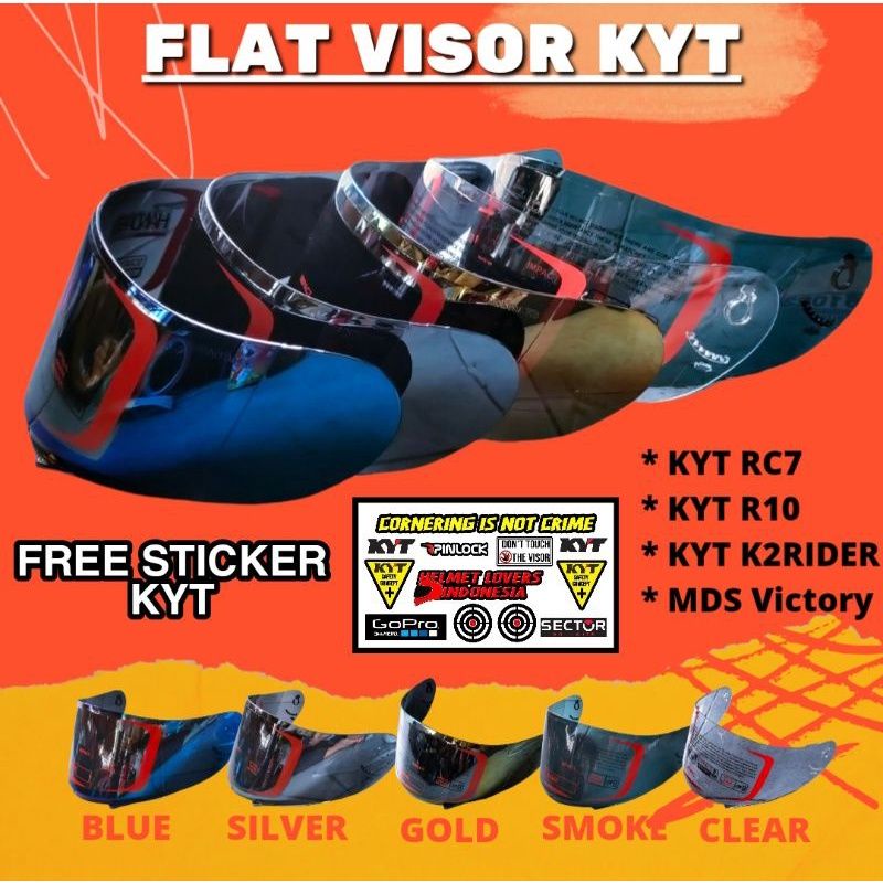kaca helm kyt r10 pnp kyt rc7 kyt k2r / kyt k2r gratis stiker visor