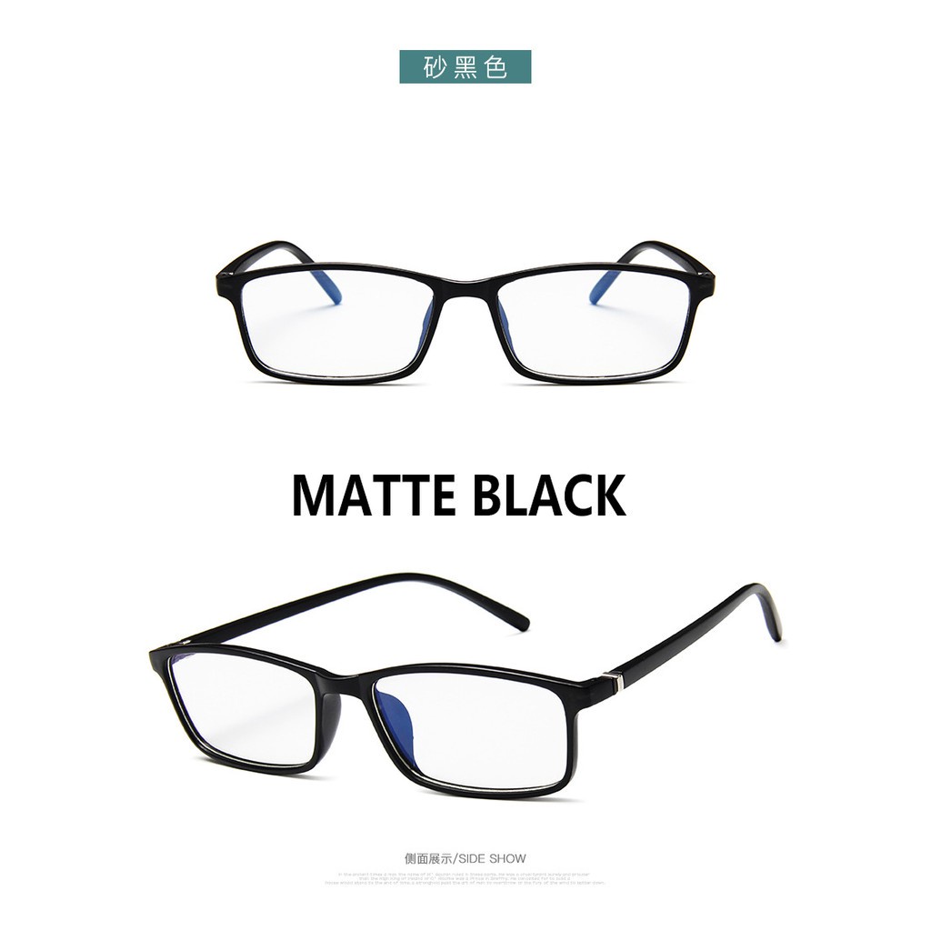 【Bayar di tempat】COD (San9)Komputer Kecil Anti-radiasi Kacamata Anti-biru Bingkai Kacamata Pria/Wanita-4 MATTE BLACK