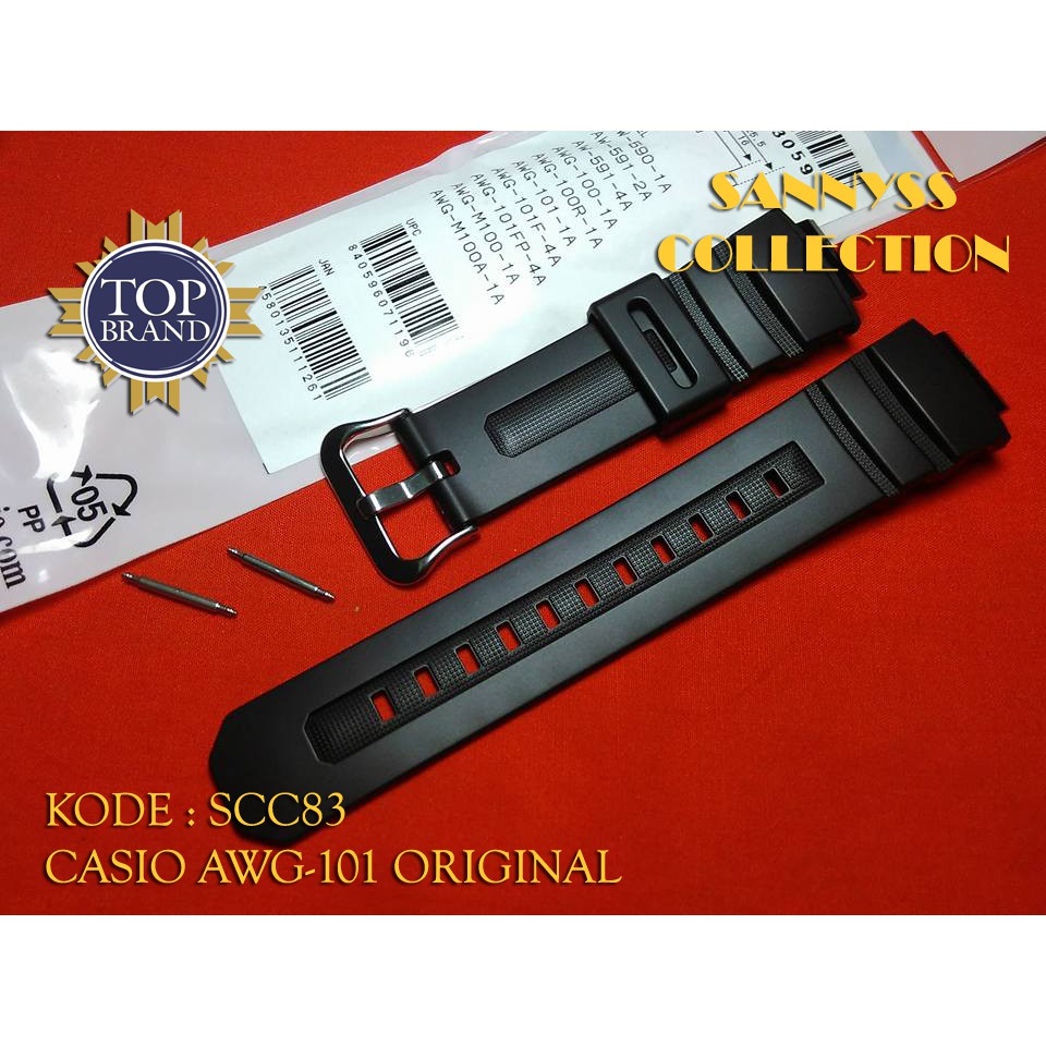 STRAP TALI JAM CASIO AWG-101 - AWG 101 - AWG101 ORIGINAL FREE PEN