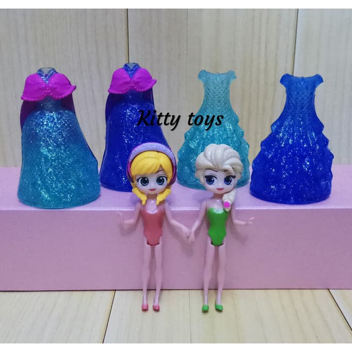 FIGURE DISNEY PRINCESS FROZEN ELSA ANNA CLIP ON BISA GANTI BAJU SET 2