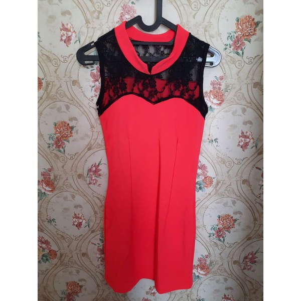 Dress Cheongsam Modern Orange