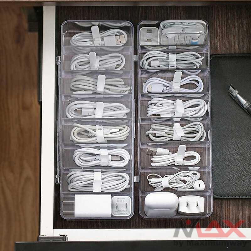 Organizer meja untuk barang kecil desk organizer kotak klip holder HP binder Kotak Kabel Organizer Cable Storage Box 8 Slot Cable Storage Box Power Strip Wire Case Anti Dust Charger Socket Organizer Network Line Storage Case Charger Wire Management