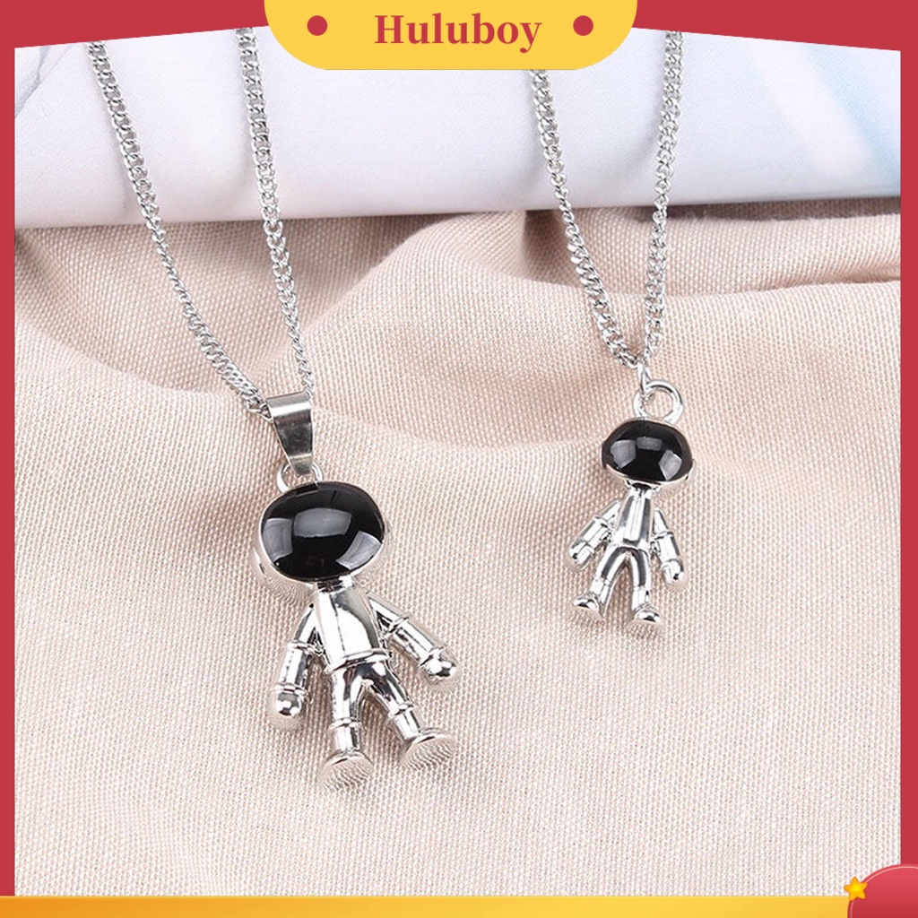 Hu Hu Hu Hu Hu Alat Bantu Pasang Kacamata♡ Kalung Rantai Liontin Bulat Motif Astronot Untuk Unisex / Pria / Wanita