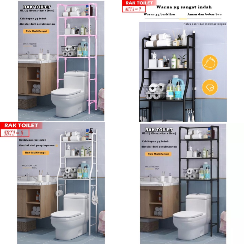 TURUN HARGA Rak Serbaguna Rak Toilet Toilet Rack Rak Serbaguna Rak Kamar Mandi Rak Toilet Organizer 3 Tingkat Tempat Tissue/Sabun Rak Toilet Duduk Kamar Mandi Tempat Penyimpanan Sabun &amp; Tisu Toilet MTJ-2 Rak Serbaguna