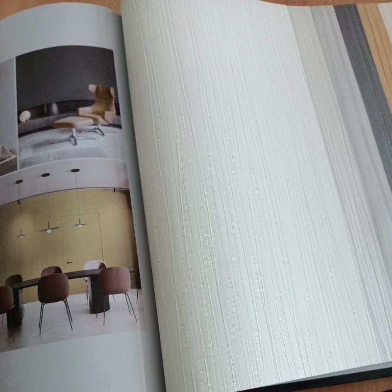 Wallpaper Dinding Polos Putih Berserat timbul tebal