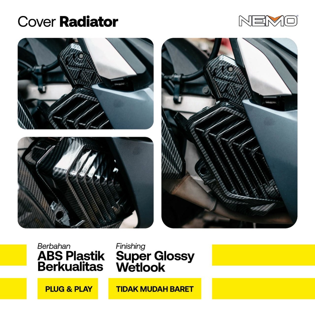 Variasi PCX 150 PCX 160 Cover tutup radiator PCX 150 ADV 150 black carbon Model HEXAGON PCX 150