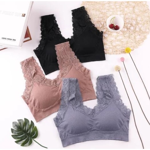 Gobra ♕ PW096 Bra Wanita Nyaman Tali Renda Pakaian Dalam BH Fashion Korea Lembut Import COD