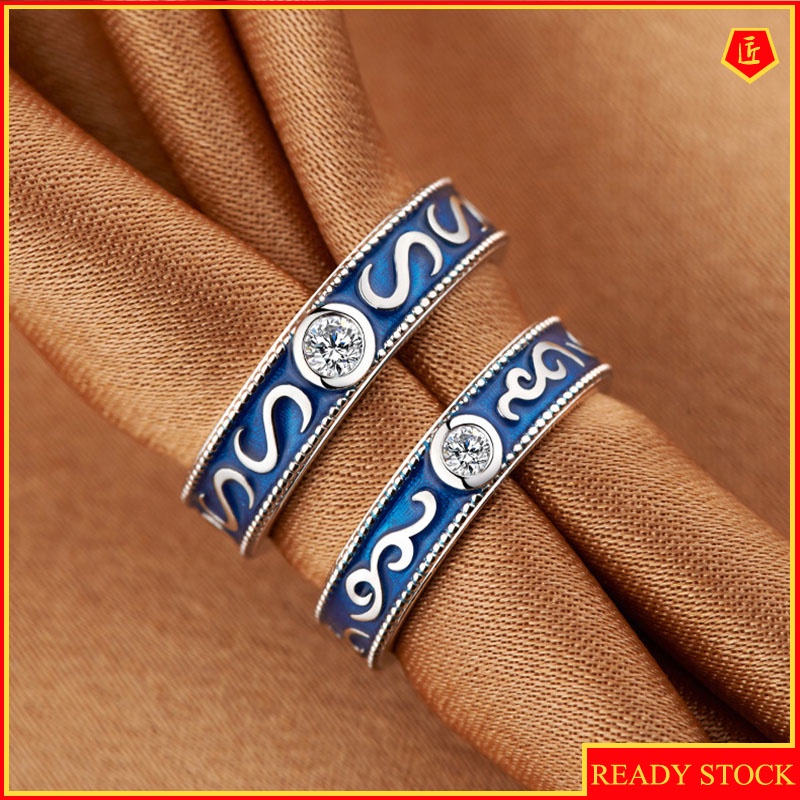 [Ready Stock]Vintage Blue Ring Fashion Personality Couple