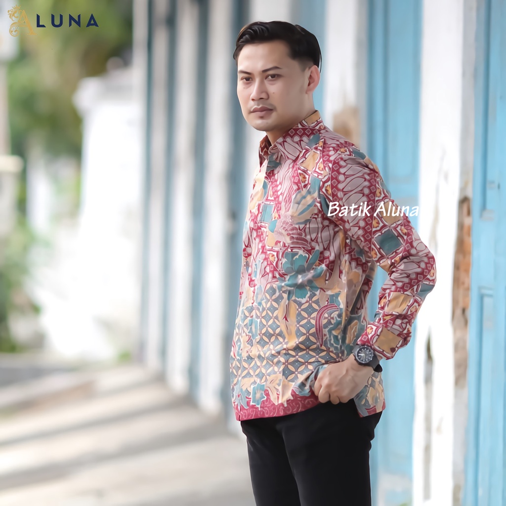 KEMEJA BATIK PRIA PREMIUM LENGAN PANJANG REGULAR BATIK ALUNA PCW 066