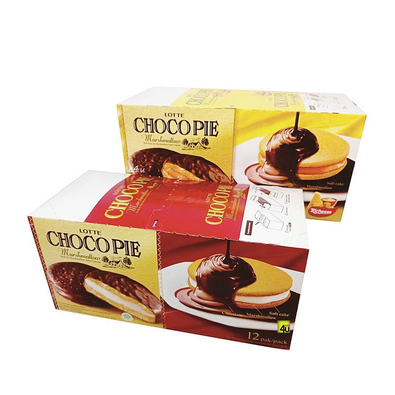 

Lotte Choco Pie Marshmallow Original/Cheese Per Box 12Pcs x 28g