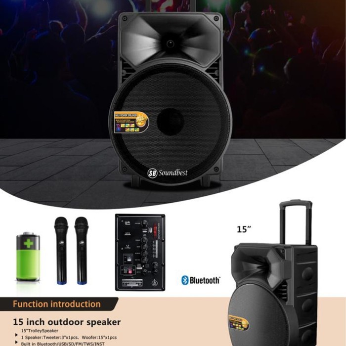 Speaker Portable 15 Inch Soundbest  FT 15