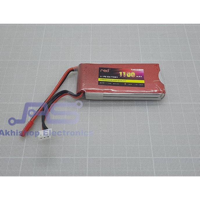 PROMO RED LIPO BATTREY 1100MAH 2S 25C JST