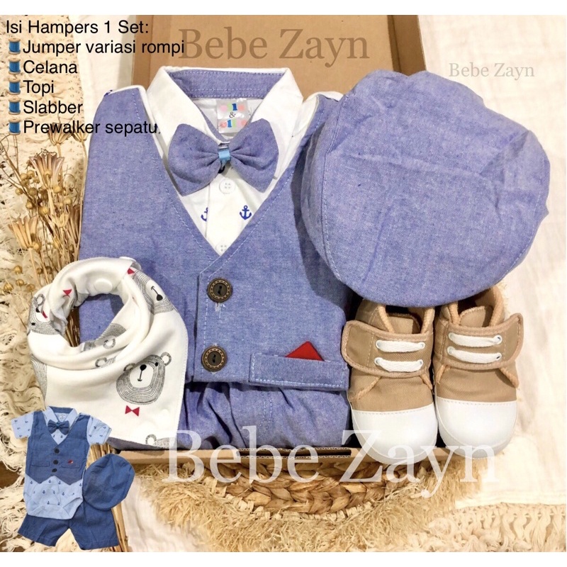 {BEBE ZAYN} Hampers baby/ hampers bayi/ baby gift/ kado bayi/ baby newborn/ Baby Boy/ Baby Boy Set-Tuxedo College White