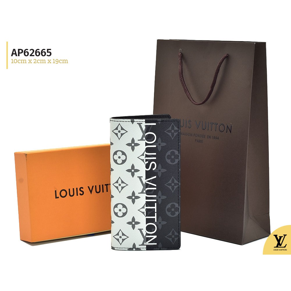 Dompet LV Brazza Canvas Monogram Eclipse Split LV Signature Hitam Putih AP62665-4