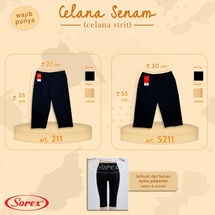 Celana Legging Spandek Sorex 211 cd senam celana strait