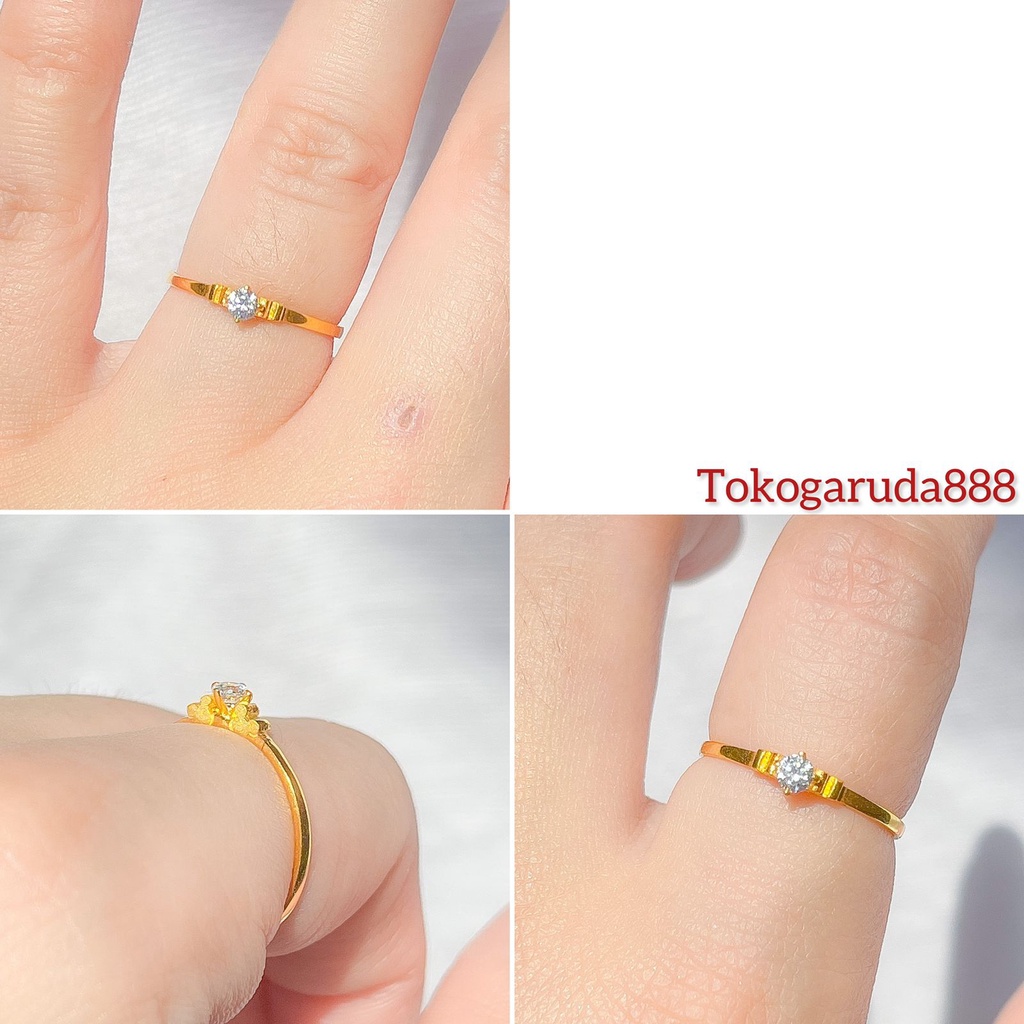 Cincin anak dan dewasa emas asli kadar 700 70% 16k solitaire mickey permata seperti berlian ringan 1 gram gr g 10 11 12 13 14 15 16 17 banyak motif ya