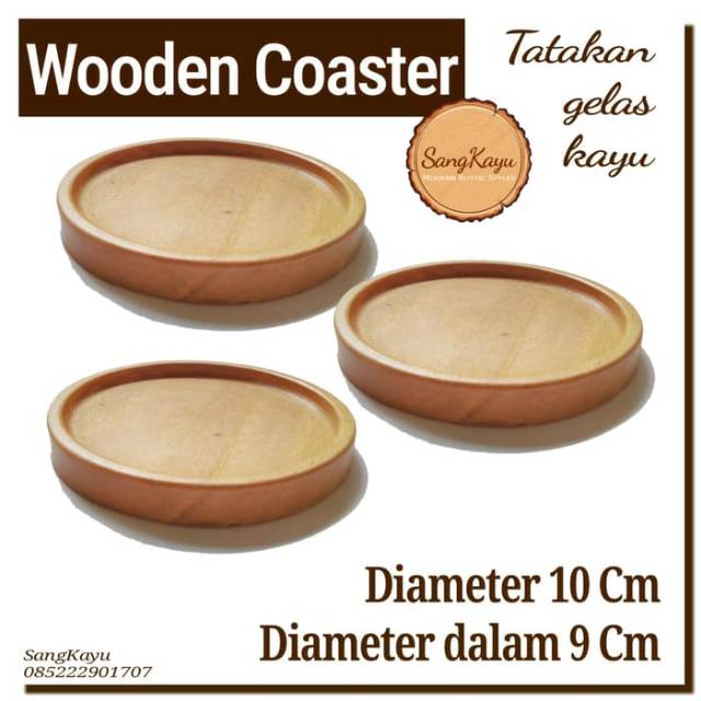 Wooden Coaster 10x1 DD-9 cm Tatakan gelas cangkir mug kopi kayu unik