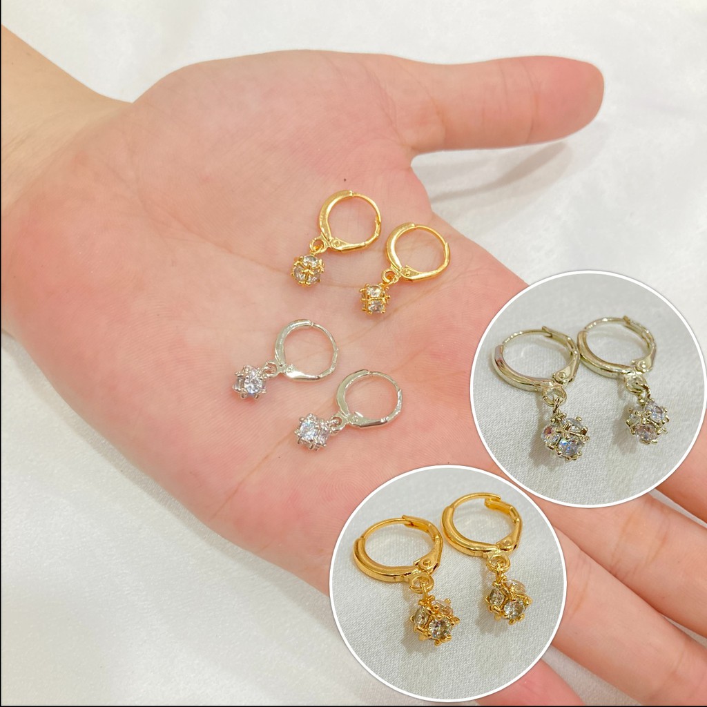 Anting Kubik Lapis Emas Aksesoris Fashion Simple - Emas