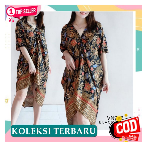 Dres Wollpeach A60948 /Dress Wanita/Dress Natal/Dress Gereja Cimia Mid Sevn992 - Dress Kaftan Batik 