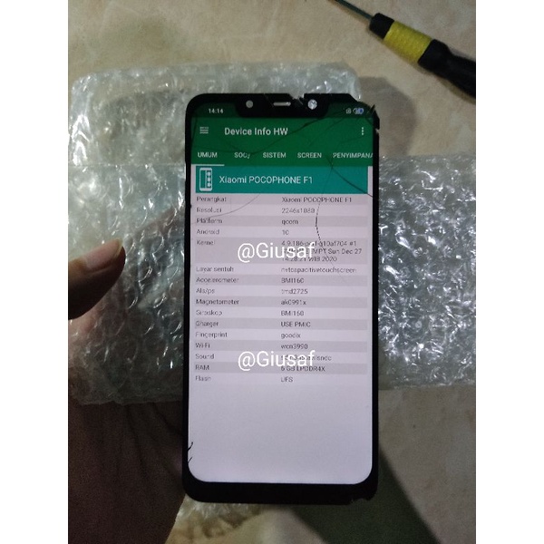 LCD POCO/Pocophone F1 Retak Kaca/Glass NVT-TS