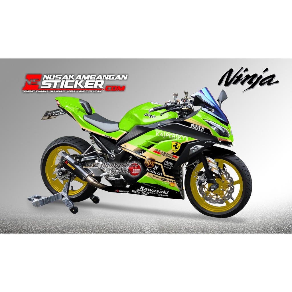 Decal Stiker Motor Kawasaki Ninja 250 fi Full Body Ferary Hijau Hitam Grafis Racing Team Sticker Var