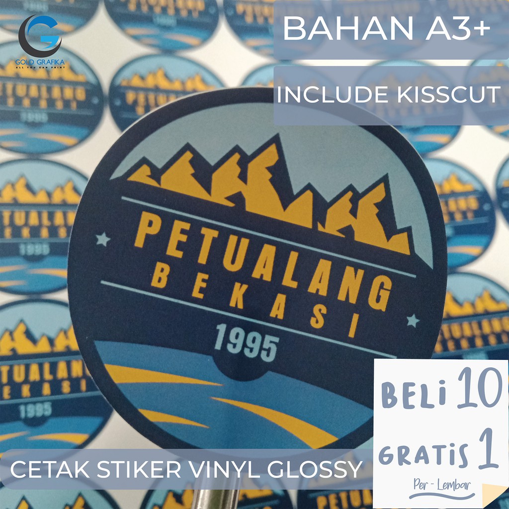 

Cetak Stiker Label Vinyl Glossy A3+ KISSCUT