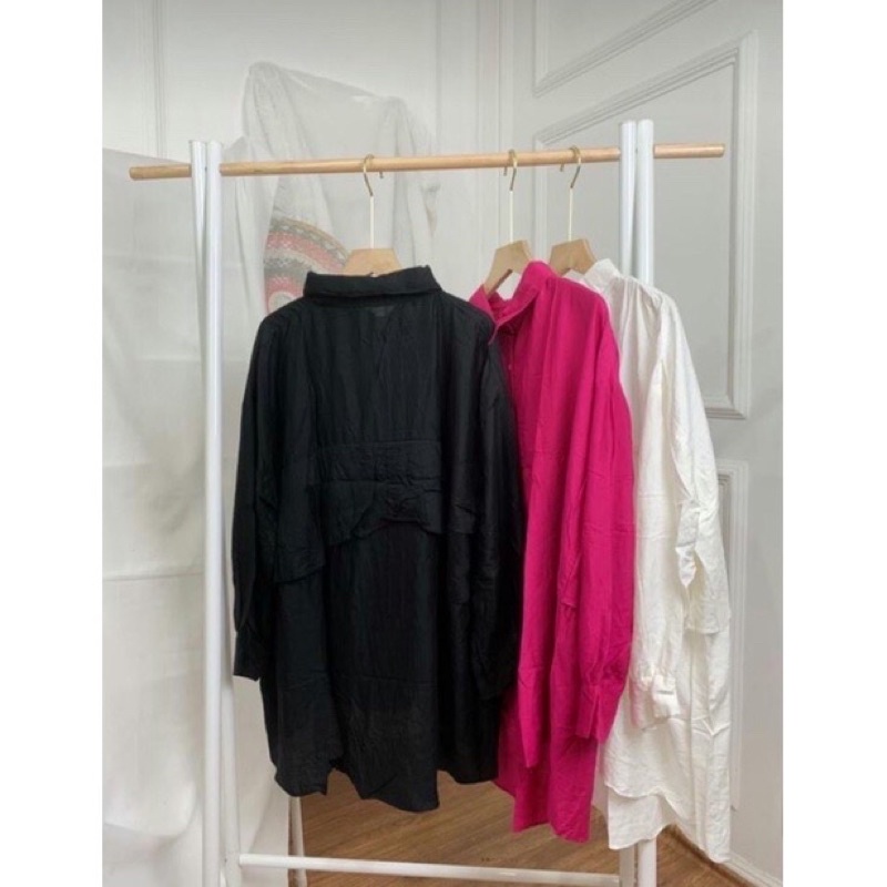 RUFFLE BACK OVERSIZE / KEMEJA POLOS OVERSIZE REMPEL BELAKANG