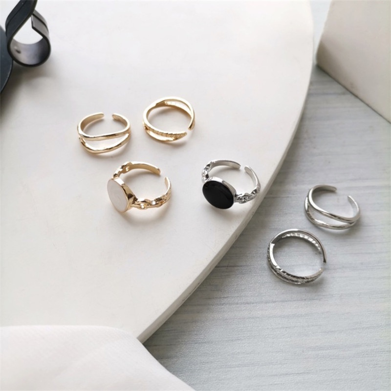 3pcs / Set Cincin Berlian Imitasi Model Terbuka Untuk Wanita