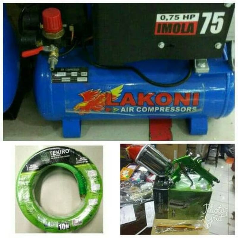 PAKET KOMPRESOR LAKONI IMOLA 75 + SPRAY GUN TEKIRO F 75
