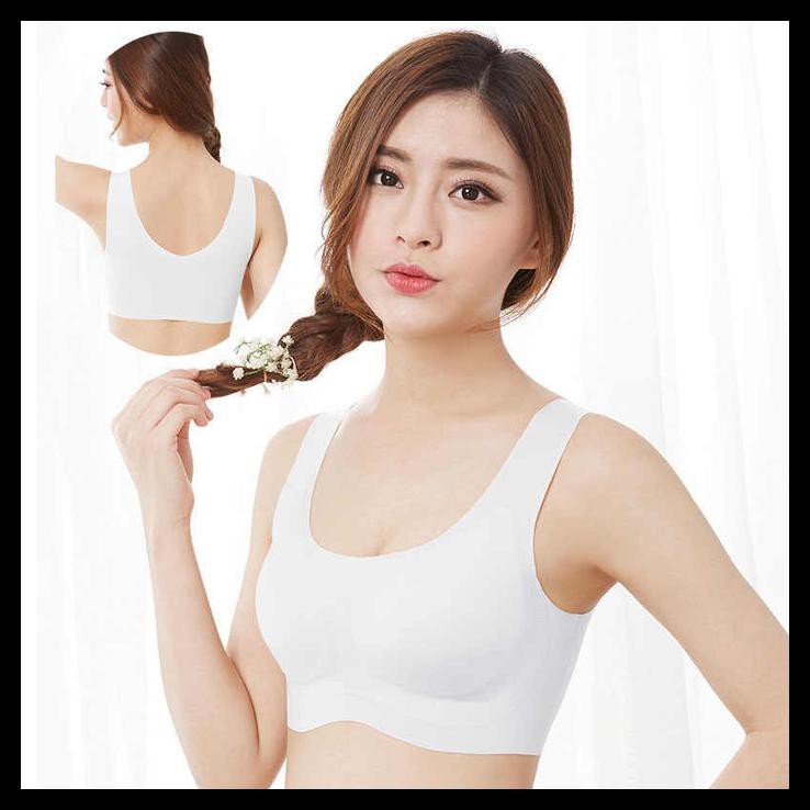 Diskon Websb New Japanese Seamless Bra Polos Tanpa Kawat / Bh Sport - Putih, M 32-36 Dn