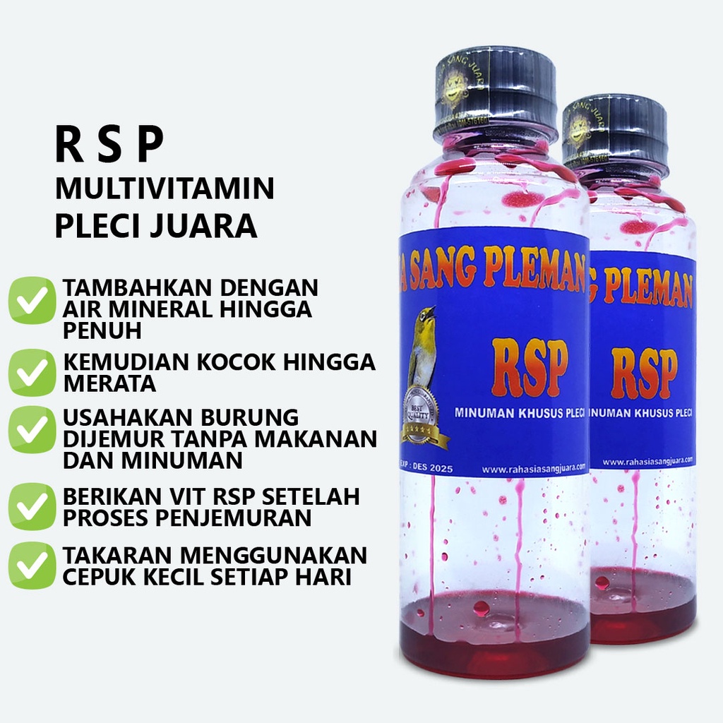 RSP VITAMIN BURUNG PLECI MINUMAN PLECI BUKA PARUH DOPING PLECI GACOR LOMBA