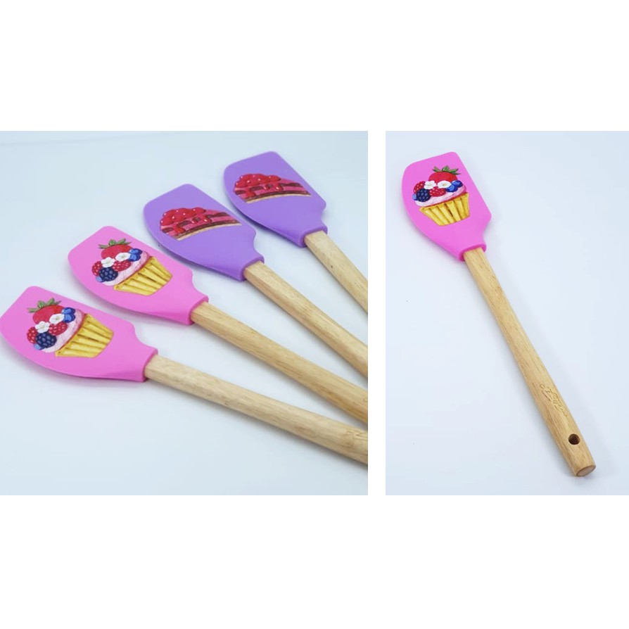 LISSE SPATULA GG KAYU SILICONE / SPATULA SILICONE / SPATULA LUCU CUTE