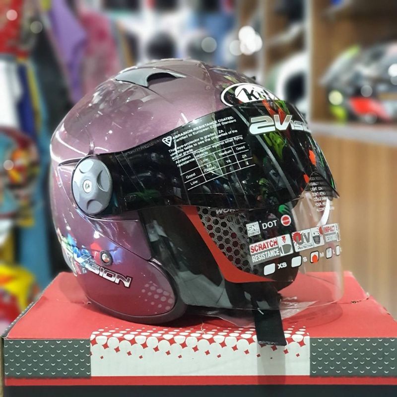 HELM KYT 2 VISION SOLID WARNA LENGKAP - BLACK DOFF-UNGU