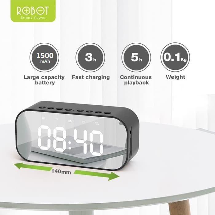 Speaker Bluetooth Robot RB550 Portable Wireless Bass Mini Stereo Original - LED Display Alarm