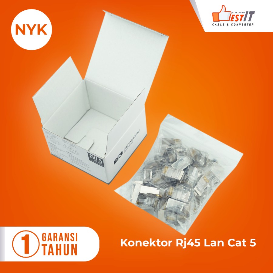 Konektor Rj45 Lan Cat5 5e 1Box isi 50pcs- Connector Rj45 Cat5e High Quality Nyk