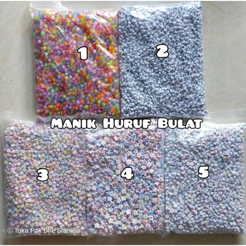 manik huruf bulat pak besar 1pon