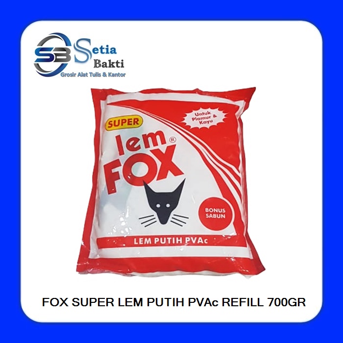 

FOX Lem Super PVAc Refill 700 gr Kantong Merah - 1 Pcs