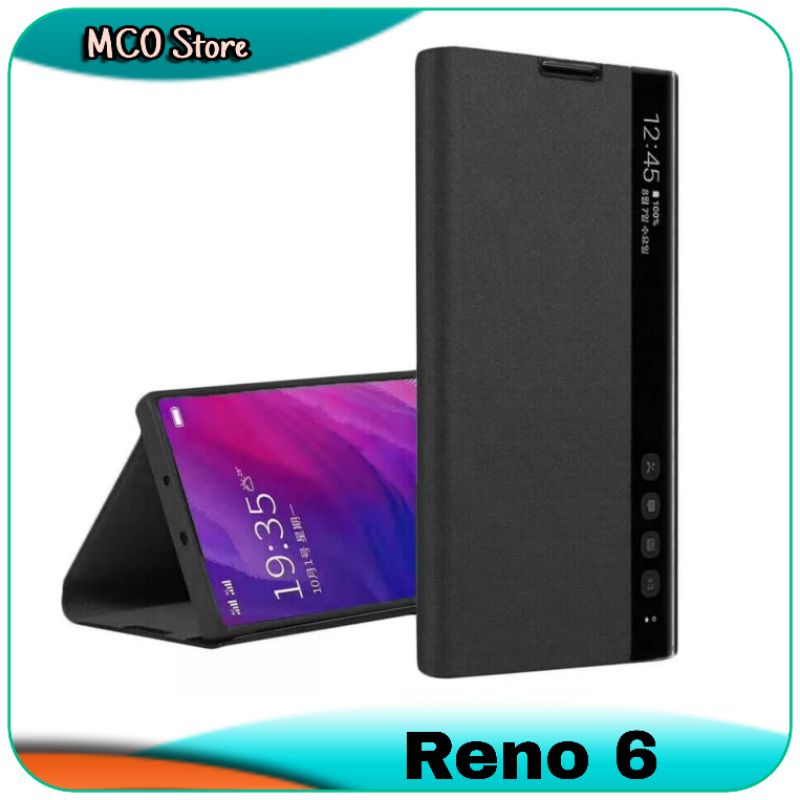 Casing Oppo Reno 6 4G Oppo Reno 6 5G New Design Mirror Clear View Flip Cover