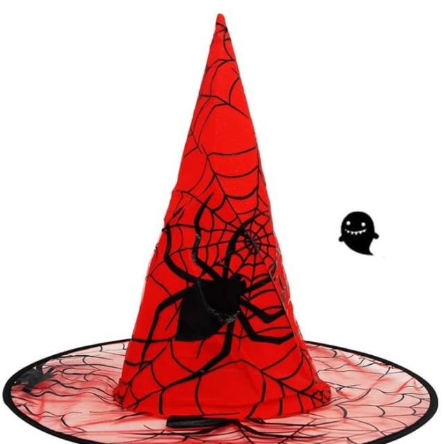 Topi Penyihir Murah Motif Laba Laba Cosplay Kostum Halloween Pesta