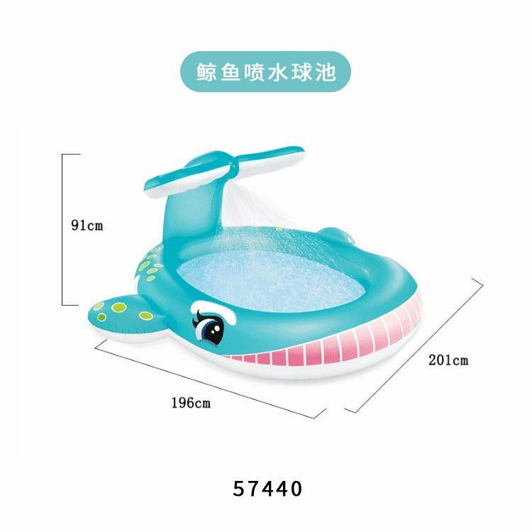 WHALE SPRAY POOL 201X196X91CM KOLAM RENANG KARET ANAK - INTEX 57440