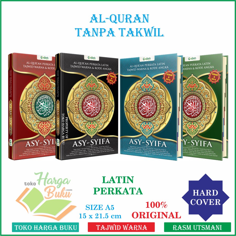 Al-Quran Asy-Syifa A5 HC Perkata Latin Tajwid Warna Rasm Usmani Penerbit Al-Fatih Quran
