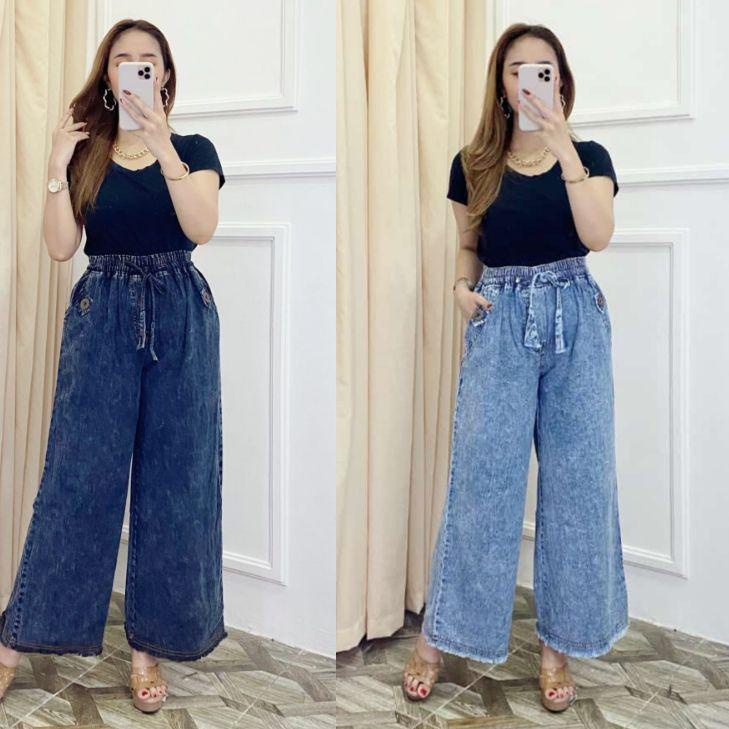 Terbaik.. HIGHT WAIST KULOT JEANS WANITA PREMIUM ||Kulot Rawis Jeans Snow || HighWaist Premium 13os 