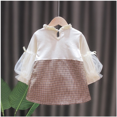 Dress anak IMPORT fashion baby korean style import anak perempuan warna CREAM KANCING 4 NEW